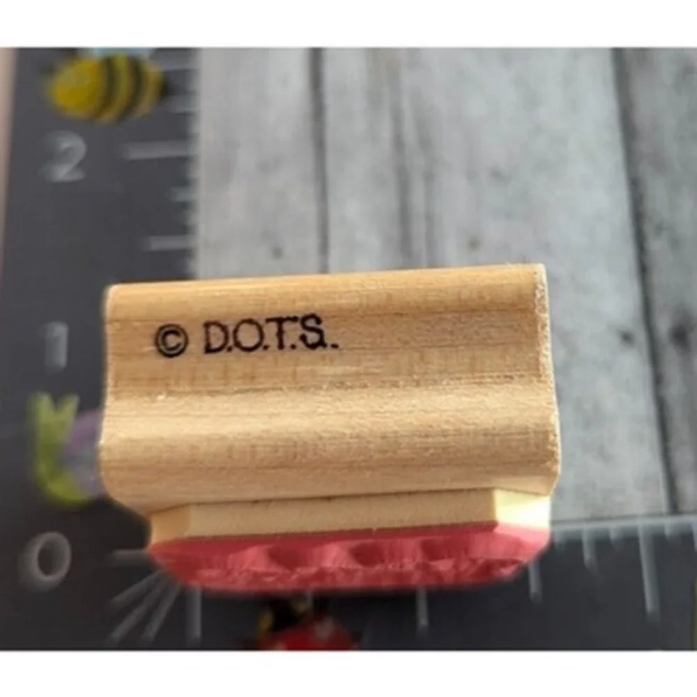 Dots Little Big Bear C196 Rubber Stamp Wood #B114